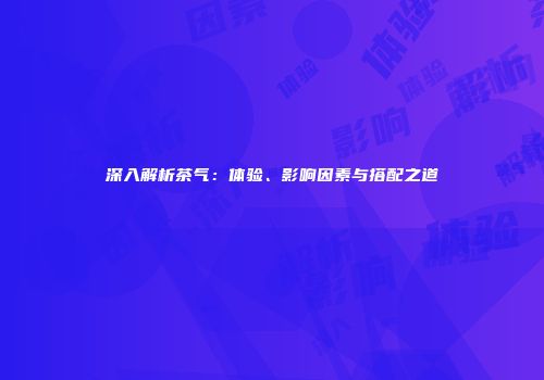 深入解析茶气：体验、影响因素与搭配之道