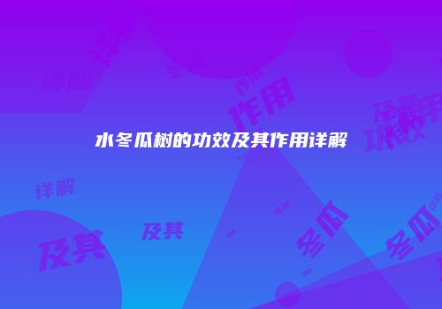 水冬瓜树的功效及其作用详解