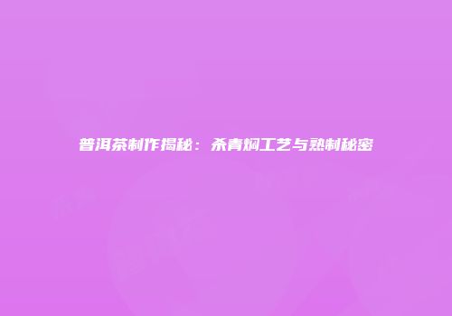 普洱茶制作揭秘：杀青焖工艺与熟制秘密