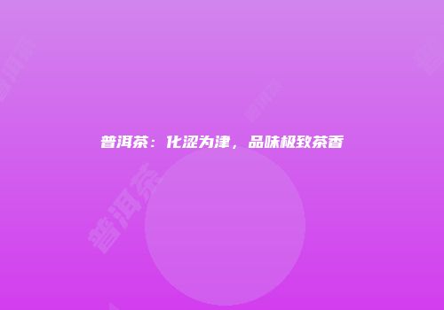 普洱茶：化涩为津，品味极致茶香