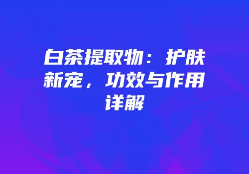 白茶提取物：护肤新宠，功效与作用详解