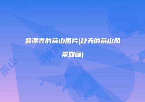最漂亮的茶山图片(秋天的茶山风景如画)