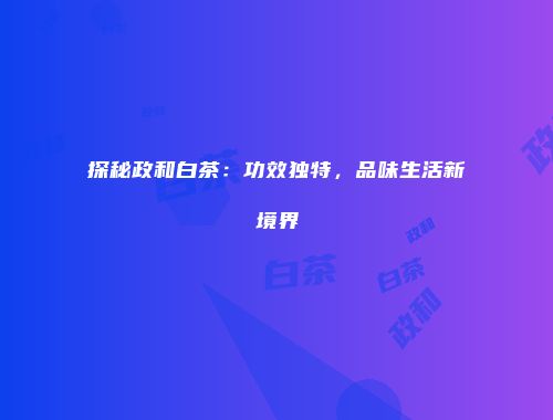探秘政和白茶：功效独特，品味生活新境界
