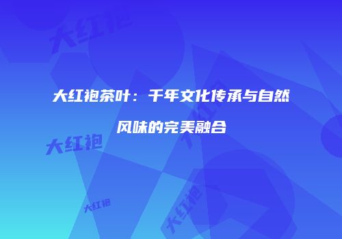 大红袍茶叶：千年文化传承与自然风味的完美融合