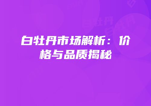 白牡丹市场解析：价格与品质揭秘
