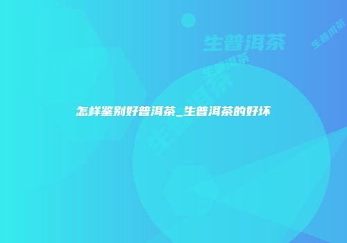 怎样鉴别好普洱茶_生普洱茶的好坏