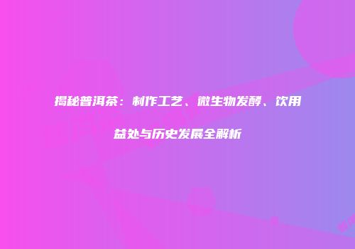揭秘普洱茶：制作工艺、微生物发酵、饮用益处与历史发展全解析