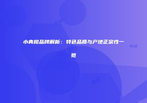 小青柑品牌解析：特色品质与产地正宗性一览