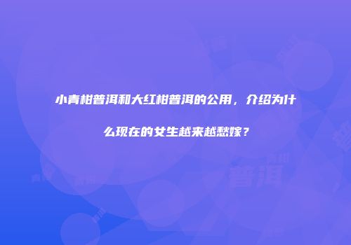 小青柑普洱和大红柑普洱的公用，介绍为什么现在的女生越来越愁嫁？
