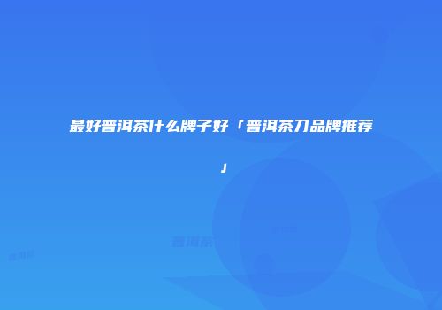 最好普洱茶什么牌子好「普洱茶刀品牌推荐」