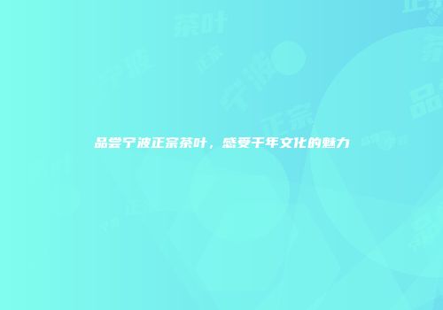品尝宁波正宗茶叶，感受千年文化的魅力
