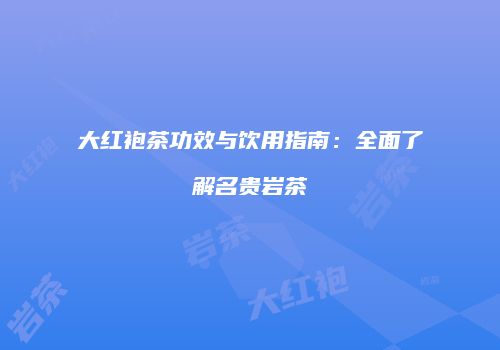大红袍茶功效与饮用指南：全面了解名贵岩茶