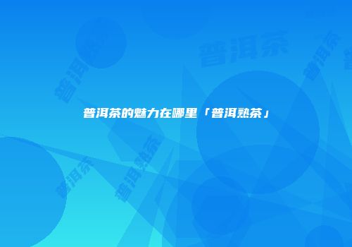 普洱茶的魅力在哪里「普洱熟茶」
