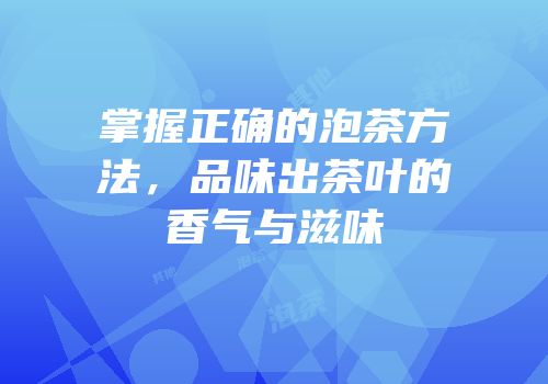 掌握正确的泡茶方法，品味出茶叶的香气与滋味