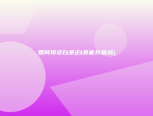 如何投资白茶(白茶能升值吗)