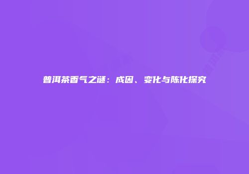 普洱茶香气之谜：成因、变化与陈化探究