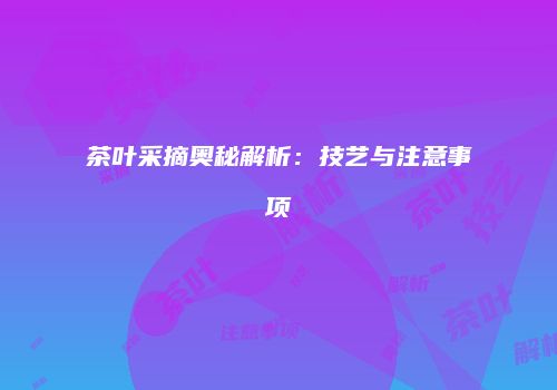 茶叶采摘奥秘解析：技艺与注意事项