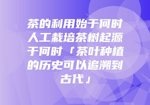 茶的利用始于何时人工栽培茶树起源于何时「茶叶种植的历史可以追溯到古代」