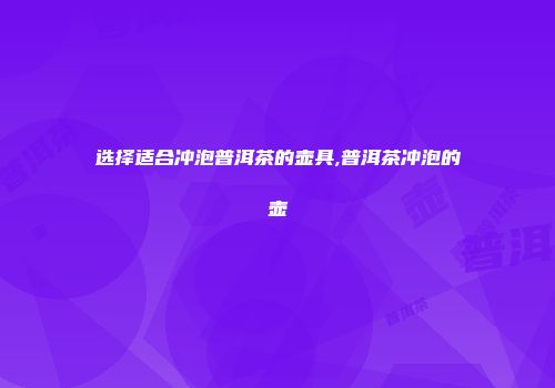 选择适合冲泡普洱茶的壶具,普洱茶冲泡的壶