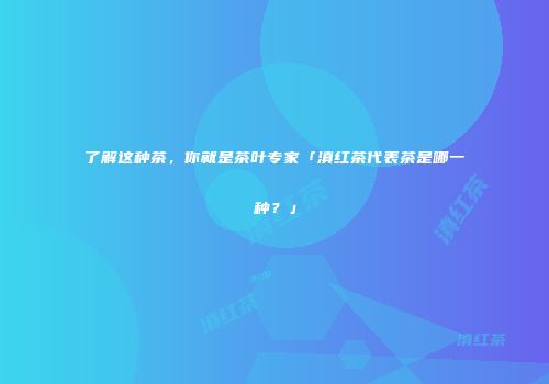 了解这种茶，你就是茶叶专家「滇红茶代表茶是哪一种？」