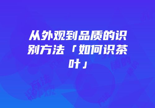 从外观到品质的识别方法「如何识茶叶」
