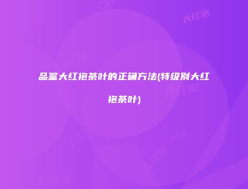 品鉴大红袍茶叶的正确方法(特级别大红袍茶叶)