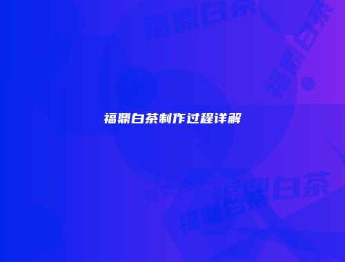 福鼎白茶制作过程详解