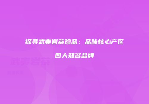 探寻武夷岩茶珍品：品味核心产区四大知名品牌