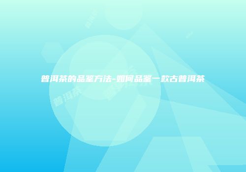 普洱茶的品鉴方法-如何品鉴一款古普洱茶