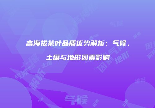 高海拔茶叶品质优势解析：气候、土壤与地形因素影响