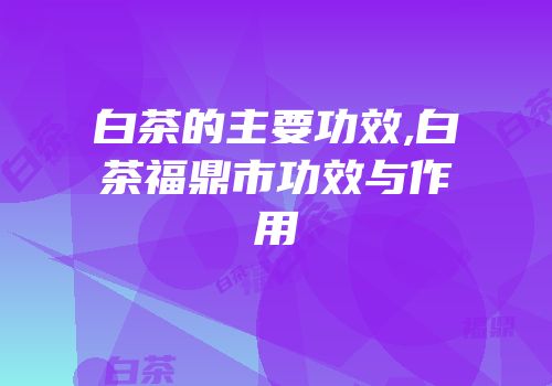 白茶的主要功效,白茶福鼎市功效与作用