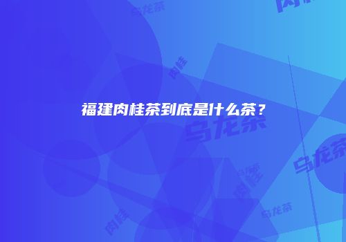 福建肉桂茶到底是什么茶？