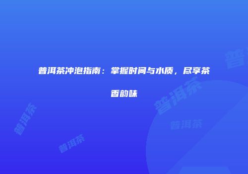 普洱茶冲泡指南：掌握时间与水质，尽享茶香韵味