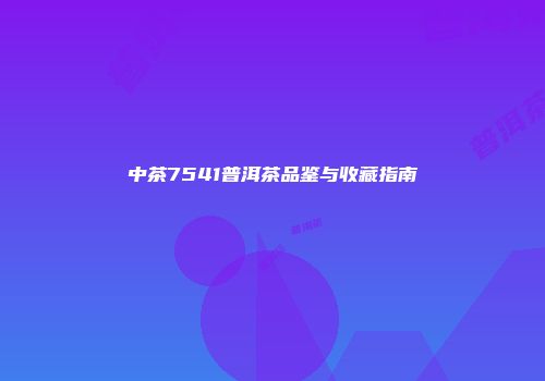 中茶7541普洱茶品鉴与收藏指南