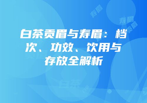 白茶贡眉与寿眉：档次、功效、饮用与存放全解析