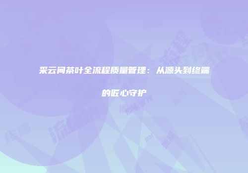 采云间茶叶全流程质量管理：从源头到终端的匠心守护