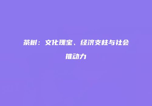 茶树：文化瑰宝、经济支柱与社会推动力