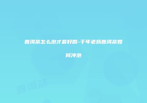普洱茶怎么泡才最好喝-千年老妖普洱茶如何冲泡