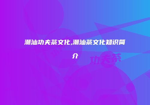 潮汕功夫茶文化,潮汕茶文化知识简介