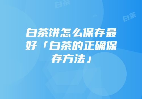白茶饼怎么保存最好「白茶的正确保存方法」