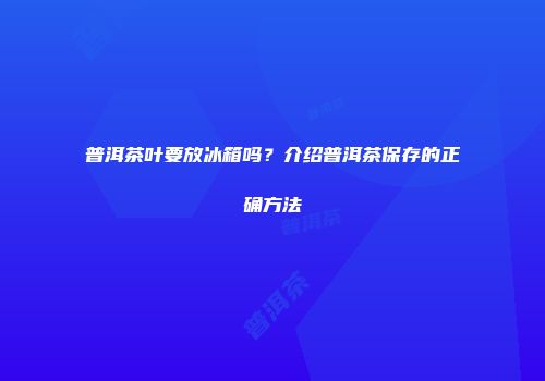 普洱茶叶要放冰箱吗？介绍普洱茶保存的正确方法