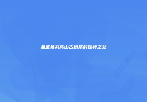 品鉴易武高山古树茶的独特之处