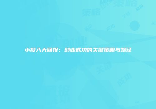小投入大回报：创业成功的关键策略与路径