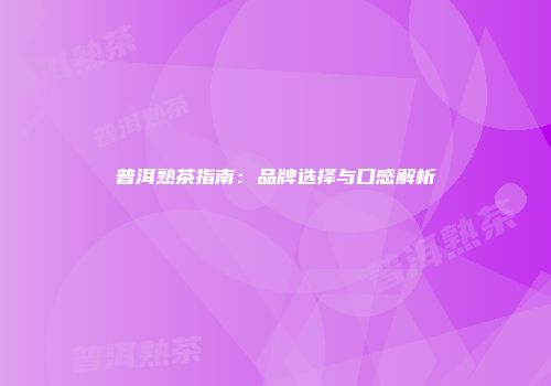 普洱熟茶指南：品牌选择与口感解析