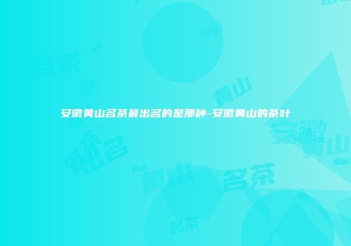 安徽黄山名茶最出名的是那种-安徽黄山的茶叶