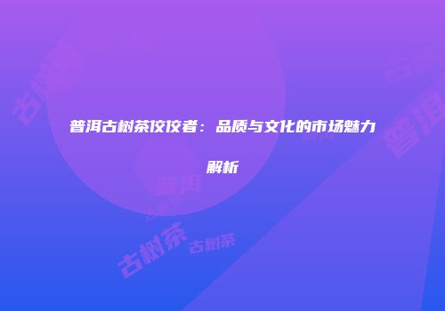 普洱古树茶佼佼者：品质与文化的市场魅力解析