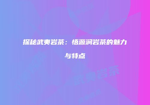 探秘武夷岩茶：悟源涧岩茶的魅力与特点