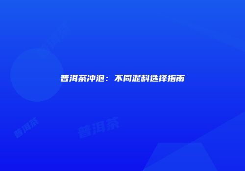 普洱茶冲泡：不同泥料选择指南