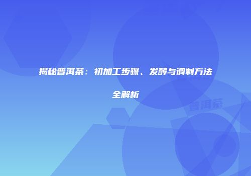 揭秘普洱茶：初加工步骤、发酵与调制方法全解析