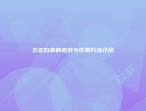 兰芷白茶的功效与饮用方法介绍